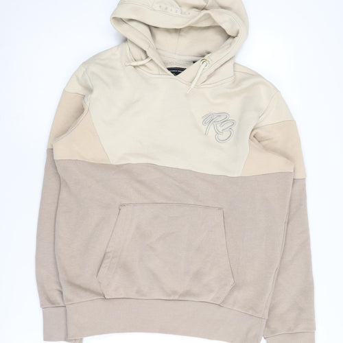 Ripstop Boys Beige Pullover Hoodie L Colourblock