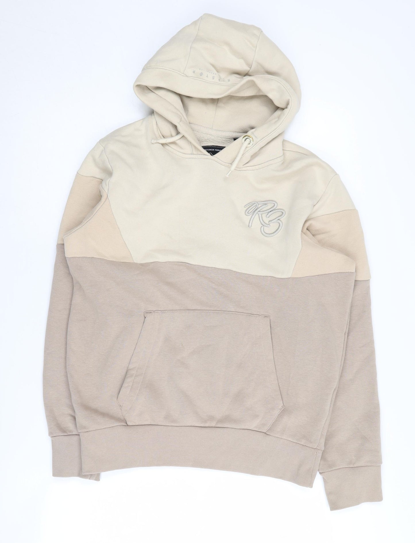 Ripstop Boys Beige Pullover Hoodie L Colourblock