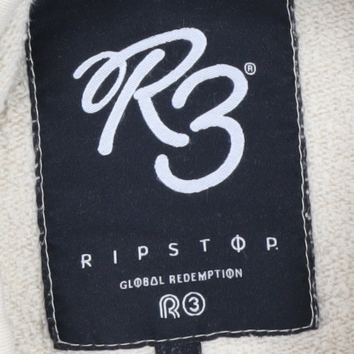 Ripstop Boys Beige Pullover Hoodie L Colourblock
