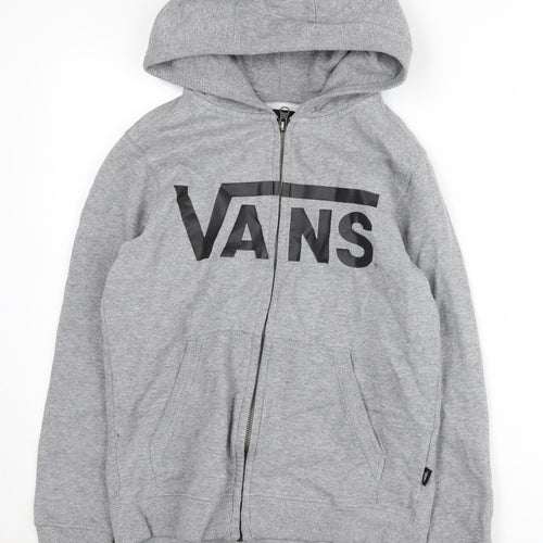 Vans Unisex Kids Grey Full Zip Hoodie S Fleece