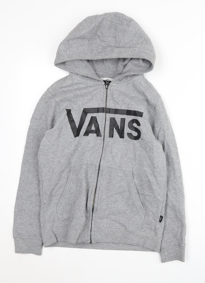 Vans Unisex Kids Grey Full Zip Hoodie S Fleece