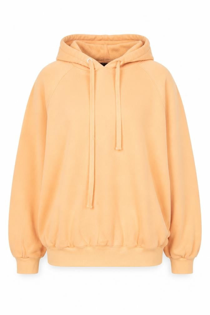 Front view of Bershka Women Orange Hoodie S Polyester Blend