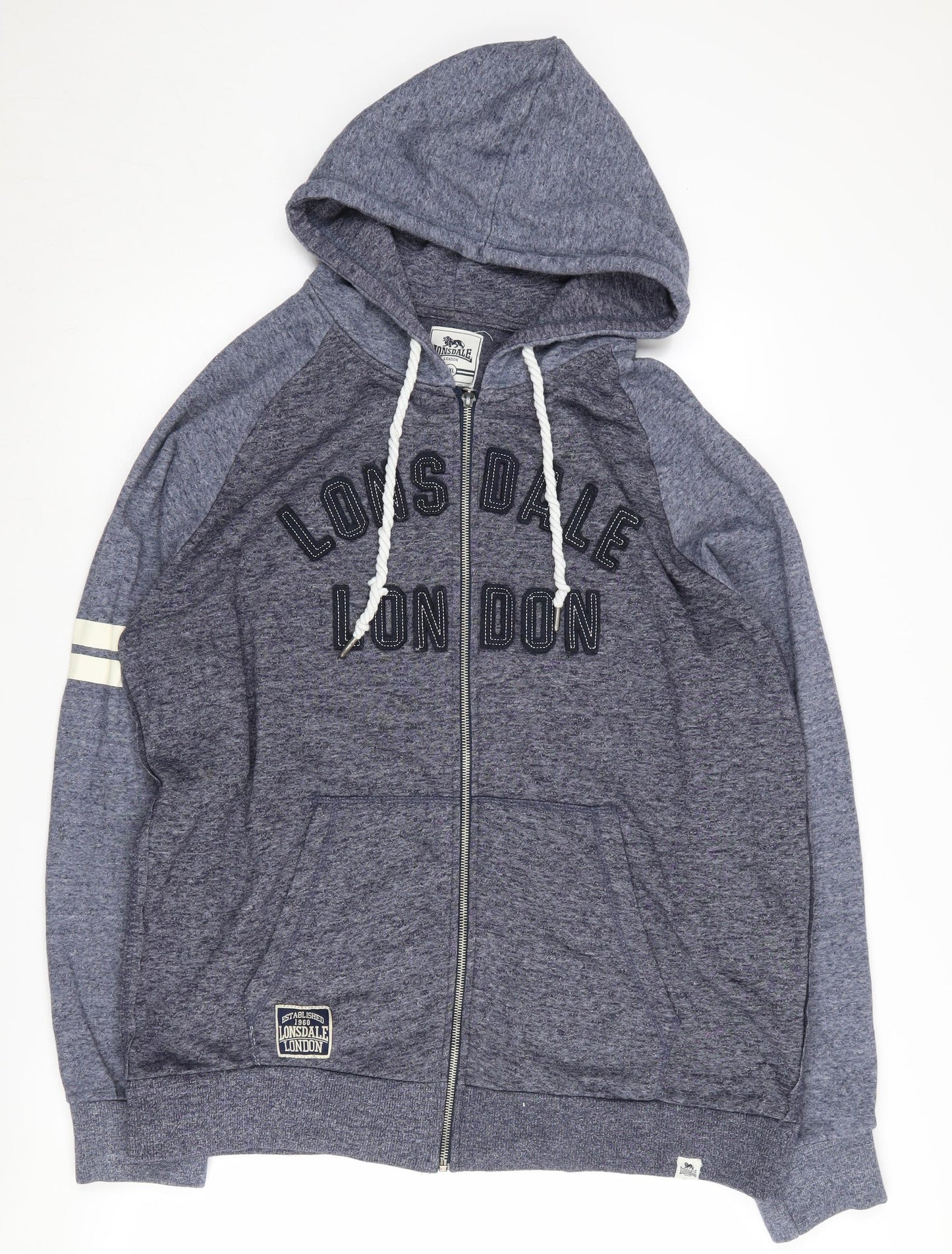 Lonsdale Men's 2XL Grey Full Zip Hoodie