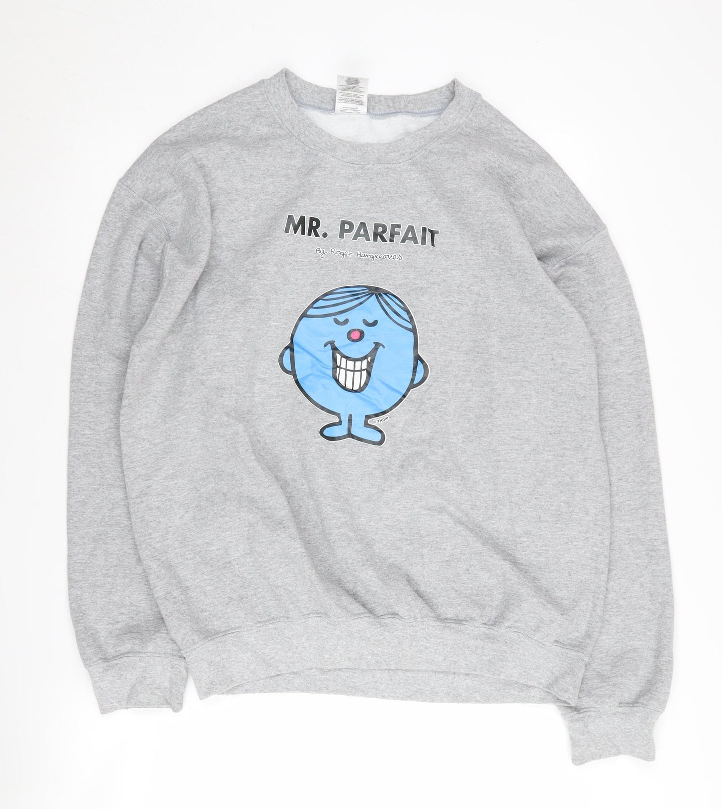 Gildan Men’s Grey Cartoon Graphic Print Sweatshirt M