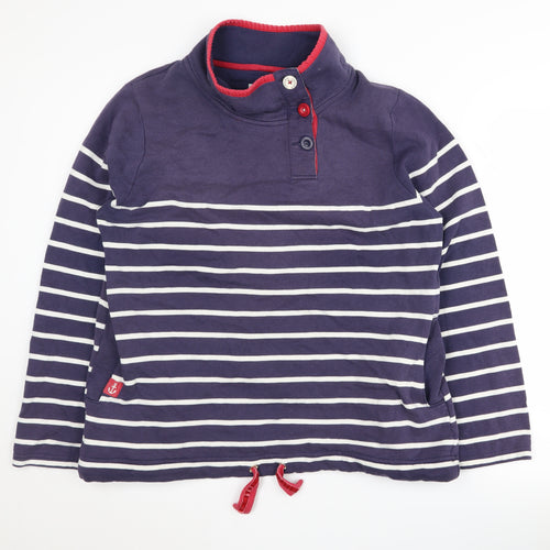 Joules Women's Navy Striped Henley Sweatshirt Size 14