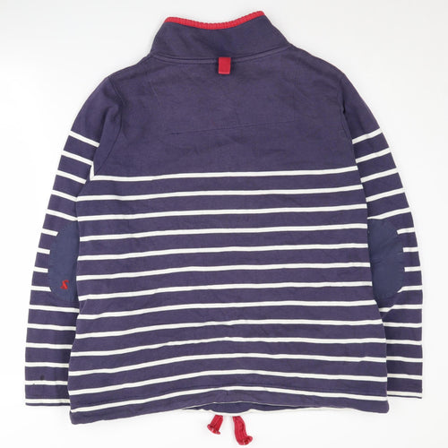 Joules Women's Navy Striped Henley Sweatshirt Size 14