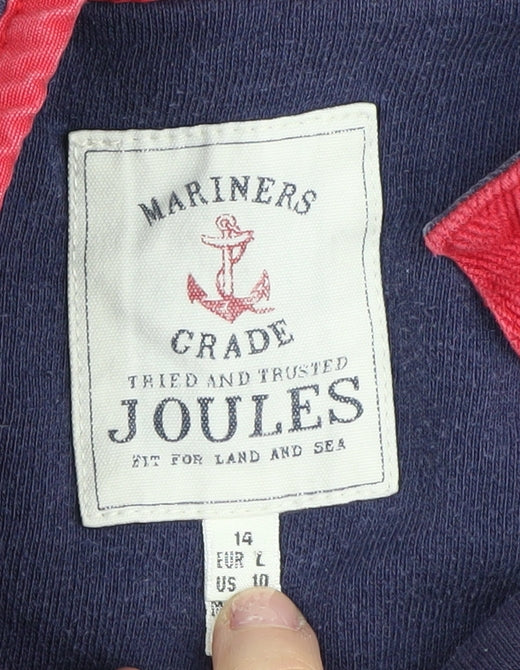 Joules Women's Navy Striped Henley Sweatshirt Size 14