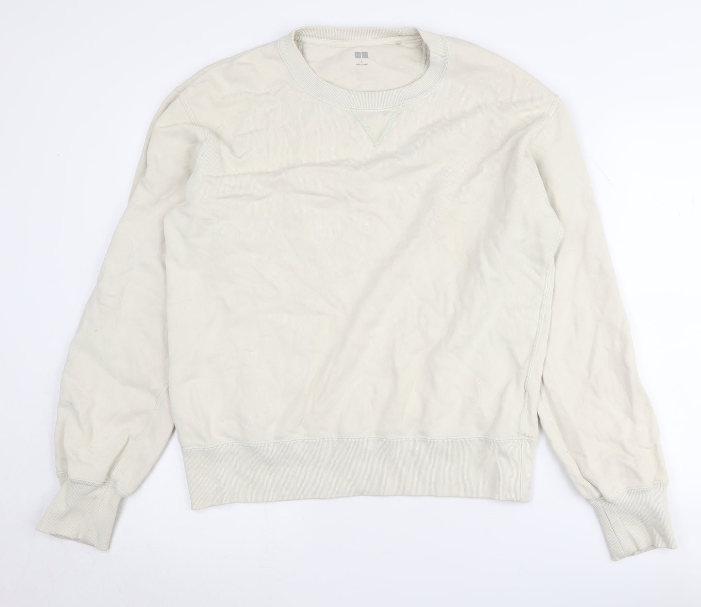 Uniqlo Ivory Pullover Sweatshirt, S, Unisex Adults
