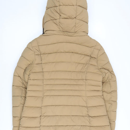MNG Women's Beige Puffer Jacket - S, Hooded, Casual
