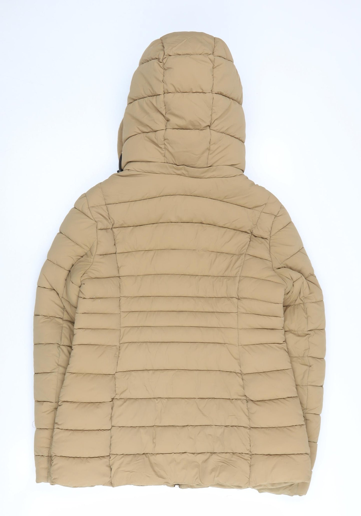 MNG Women's Beige Puffer Jacket - S, Hooded, Casual