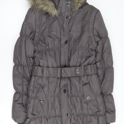 Tammy Girls Grey Hooded Parka Coat Age 16 Padded Lined