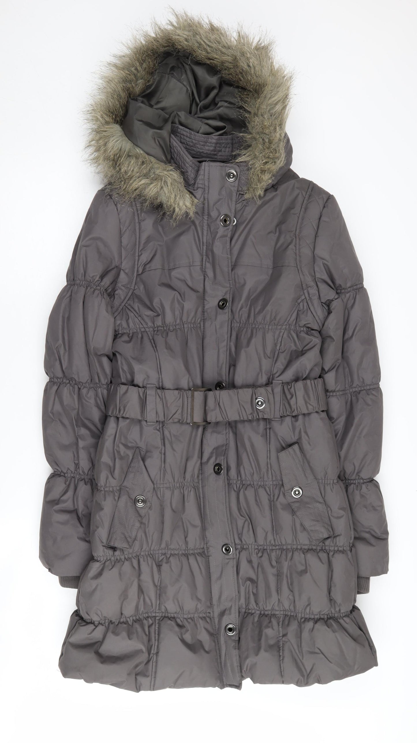 Tammy Girls Grey Hooded Parka Coat Age 16 Padded Lined