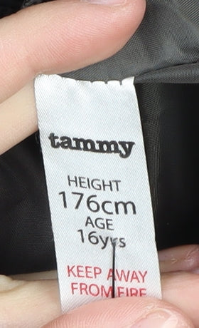 Tammy Girls Grey Hooded Parka Coat Age 16 Padded Lined