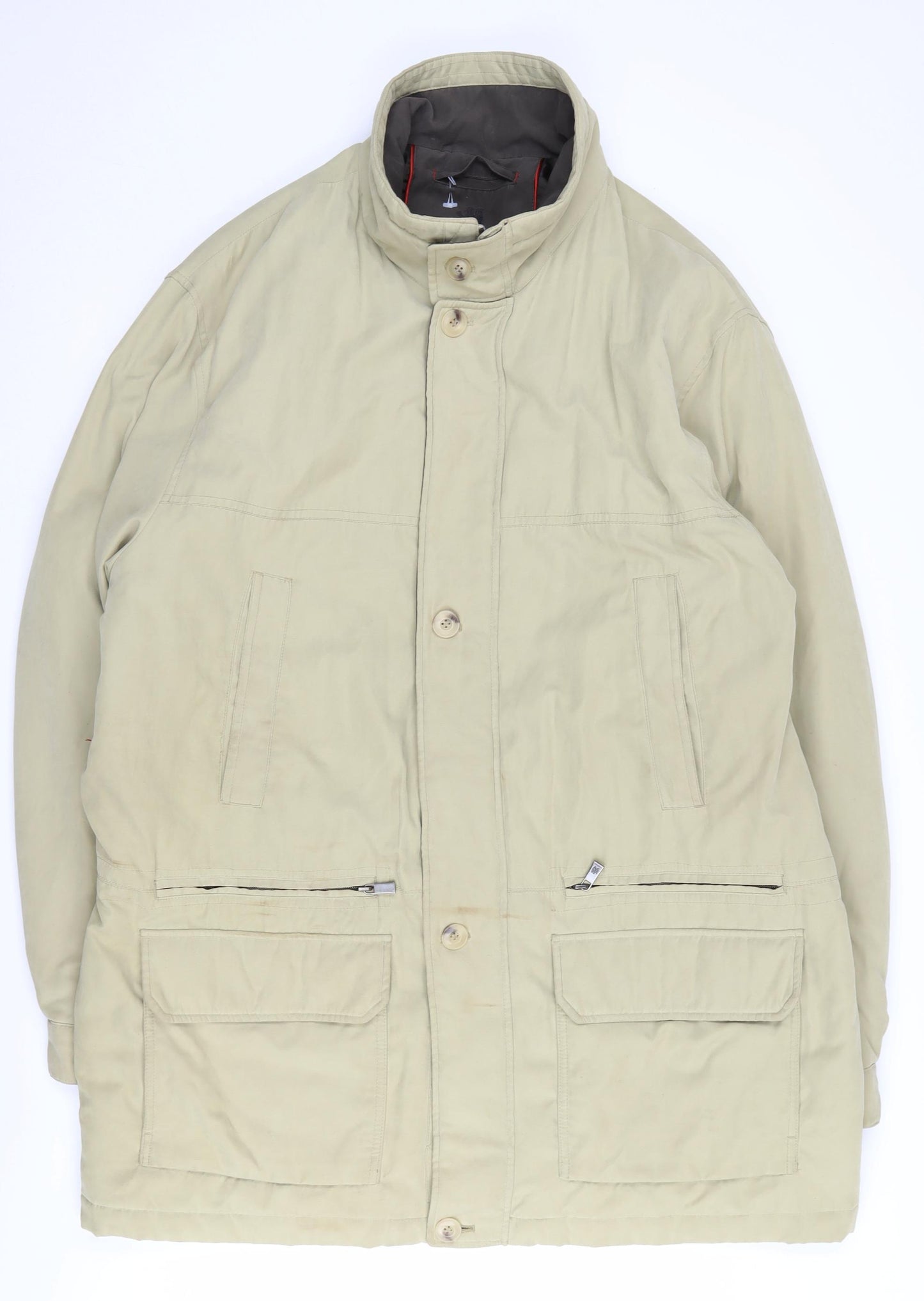 Di Quattro Men’s Beige Mid-Length Basic Coat, Size 48