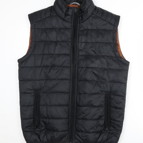Red Herring Men's Black Puffer Waistcoat, Size S, Casual