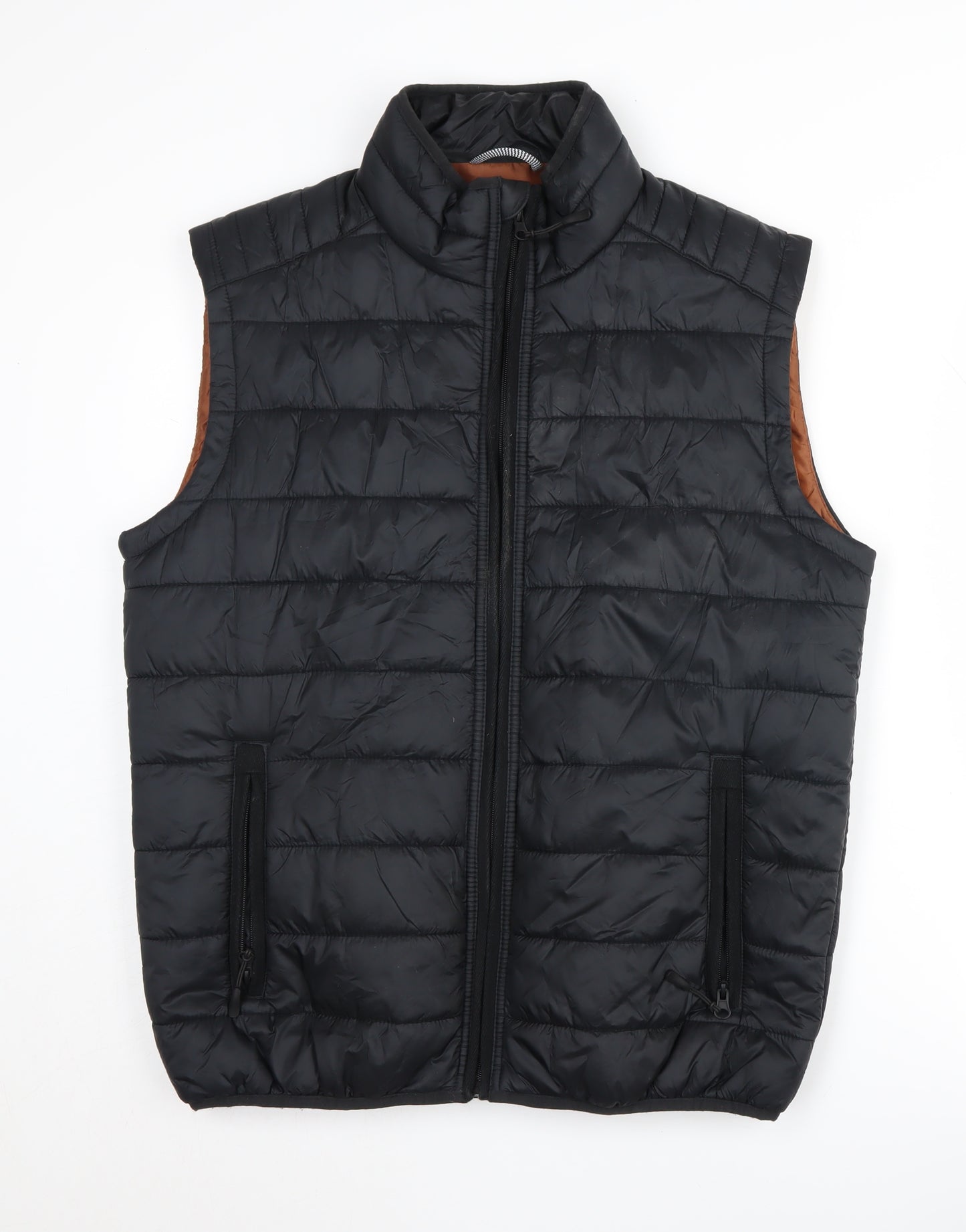 Red Herring Men's Black Puffer Waistcoat, Size S, Casual