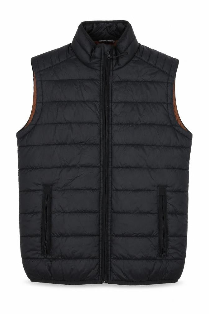 Front view of Red Herring Men's Black Puffer Waistcoat, size S, Casual