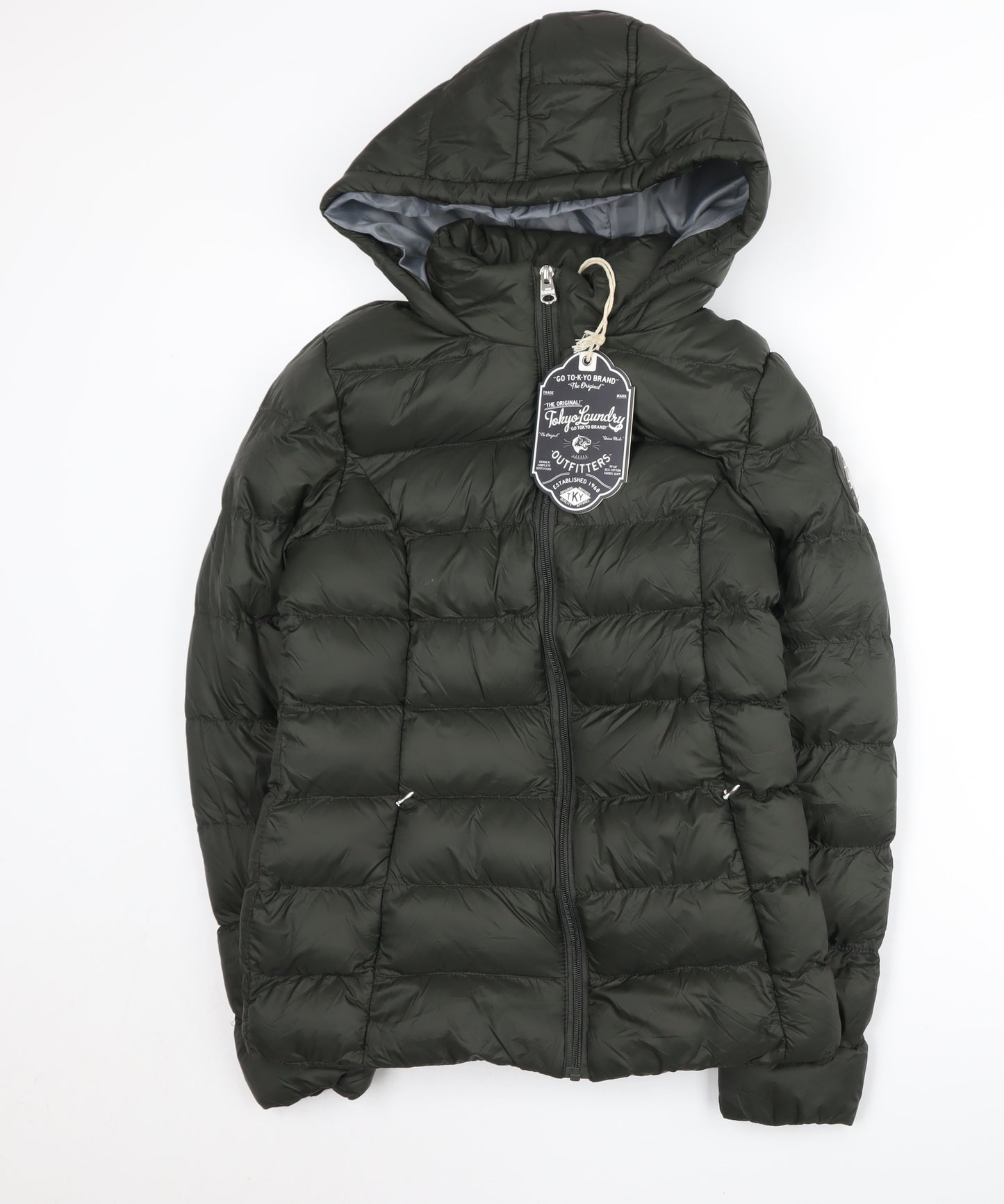 Tokyo Laundry Women's Green XS Puffer Jacket with Hood