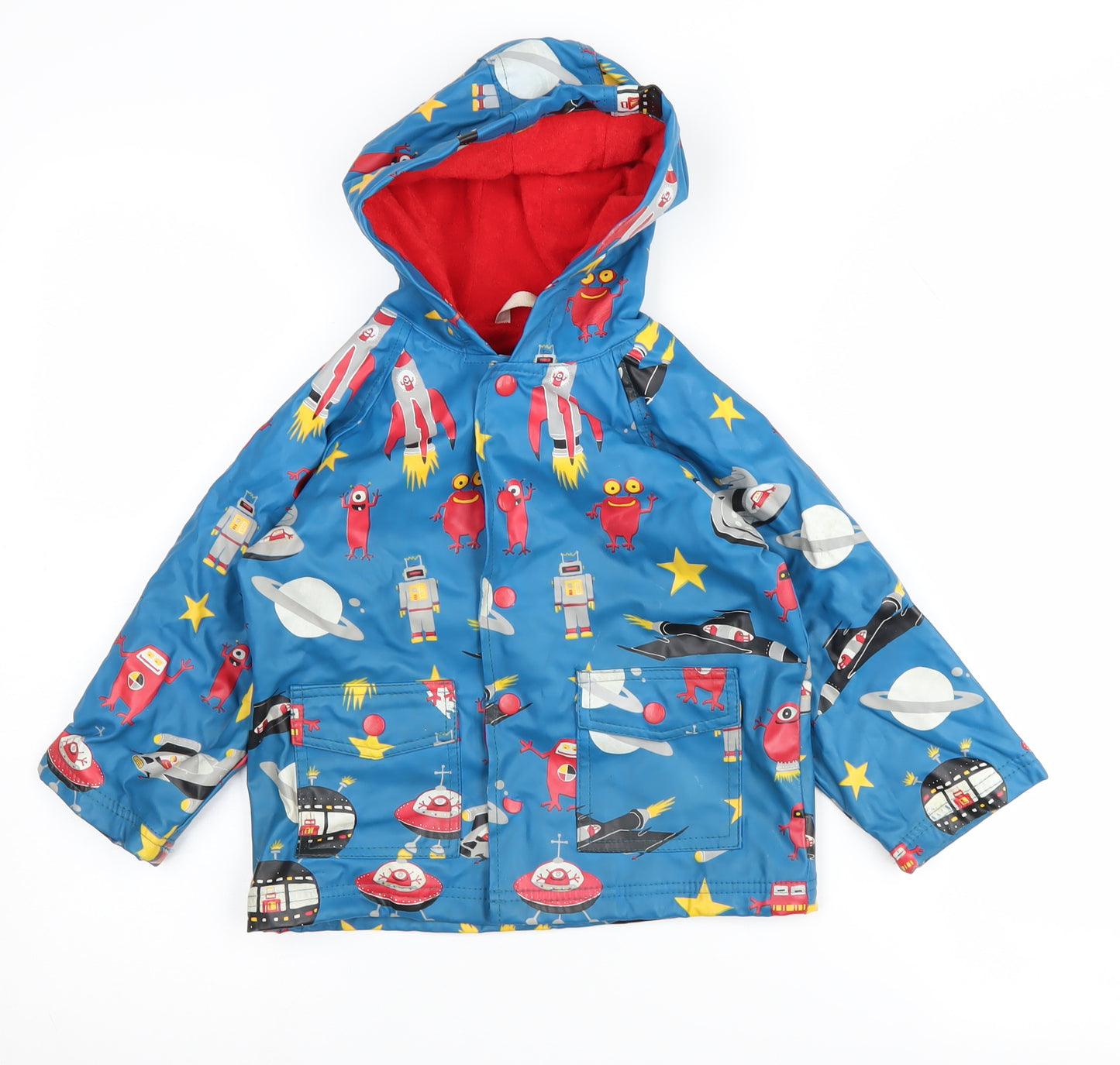 Hatley Boys Blue Cartoon Space Jacket 3 Years Hooded