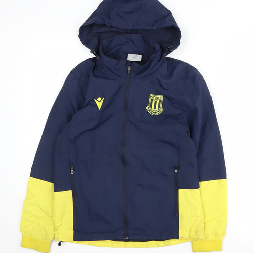 Macron Men's Blue Windbreaker Jacket with Hood - 2XS