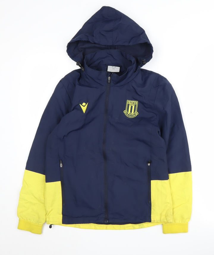 Macron Men's Blue Windbreaker Jacket with Hood - 2XS