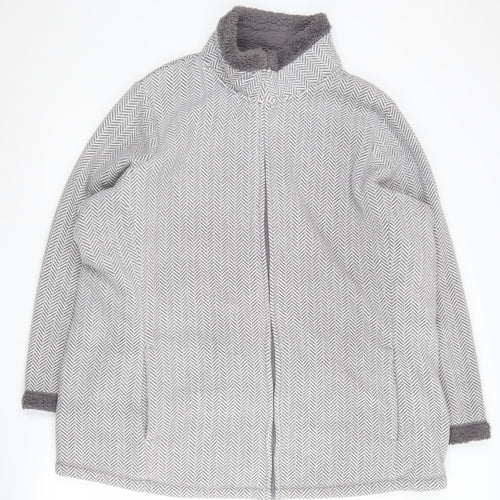 Bonmarché Women's Grey Herringbone Long Coat XL