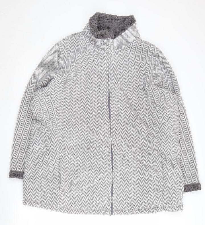 Bonmarché Women's Grey Herringbone Long Coat XL