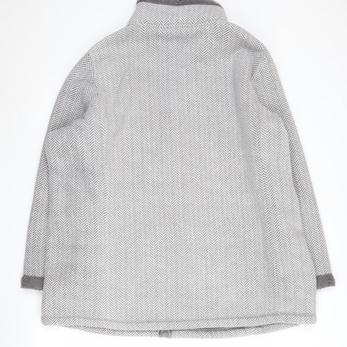 Bonmarché Women's Grey Herringbone Long Coat XL