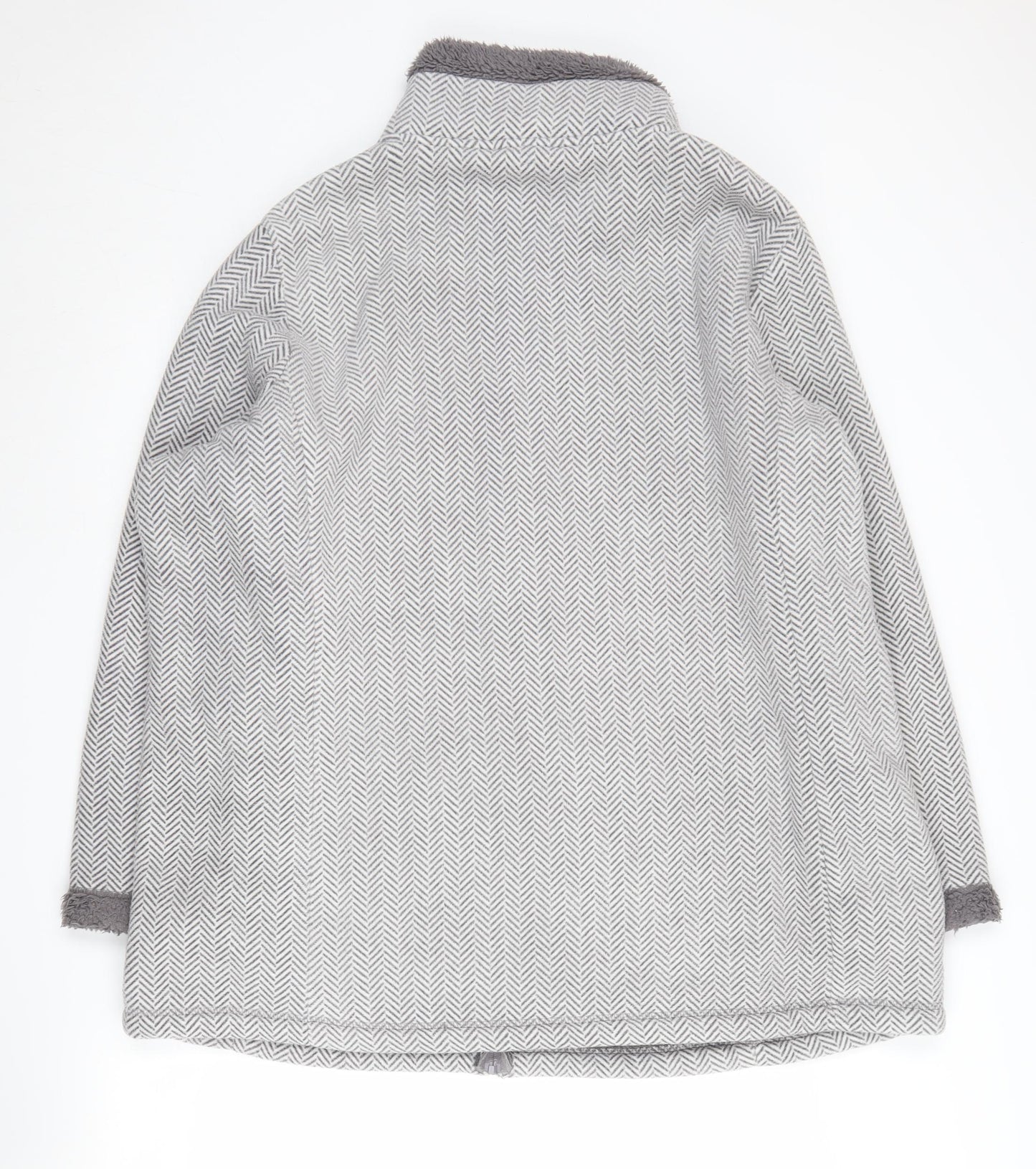 Bonmarché Women's Grey Herringbone Long Coat XL