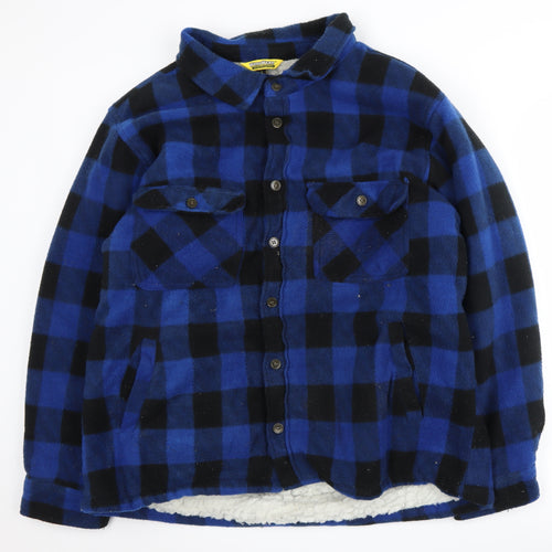 Workwear Men's Blue Check Fleece Jacket, Large