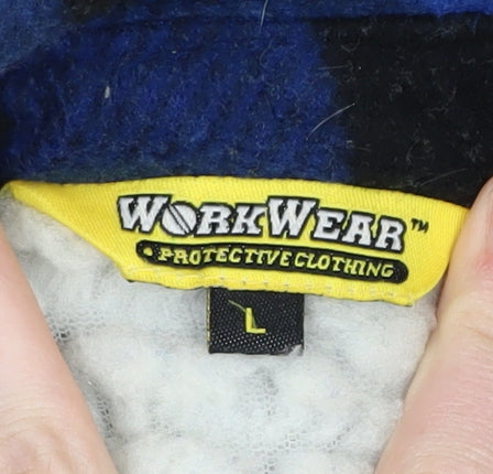 Workwear Men's Blue Check Fleece Jacket, Large