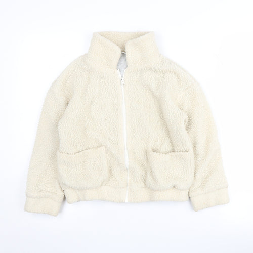 Next Girls Ivory Basic Jacket, 8 Years, Full Zip, Pockets