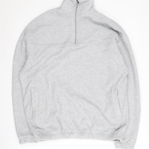 ASOS DESIGN Men's Grey 1/4 Zip Sweatshirt, Small