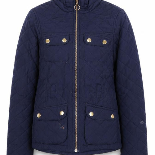 H&M Girls Quilted Blue Jacket 12-13 Years Full Zip Mid-Length