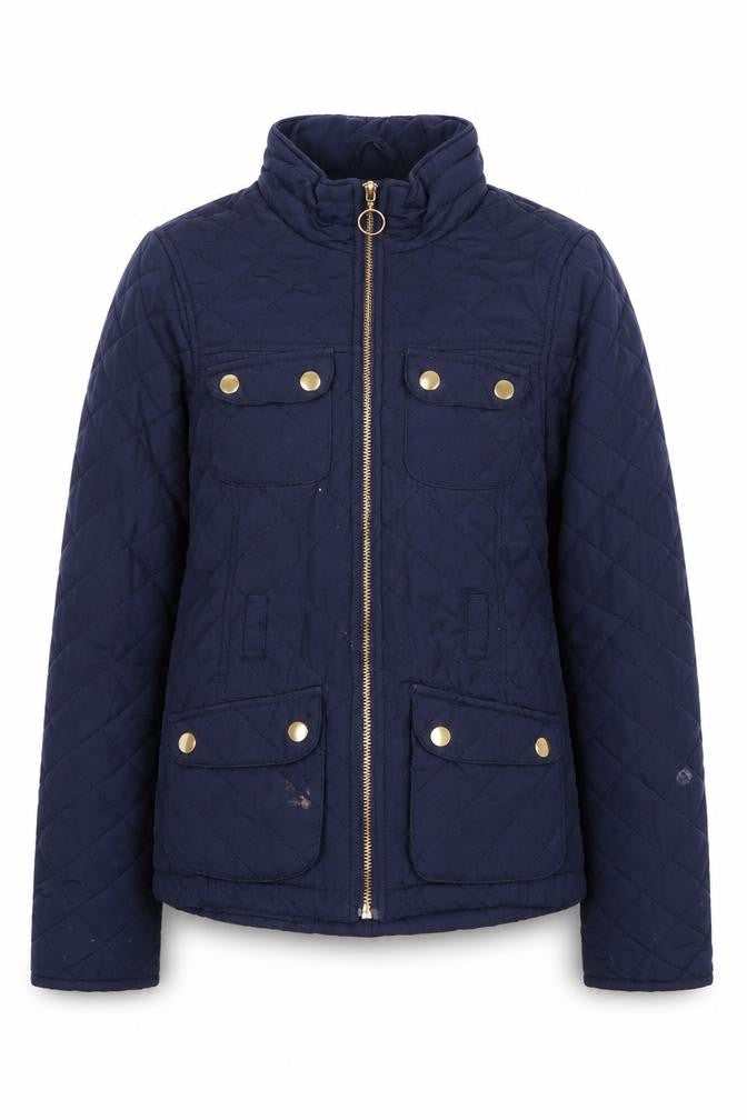 H&M Girls Quilted Blue Jacket 12-13 Years Full Zip Mid-Length