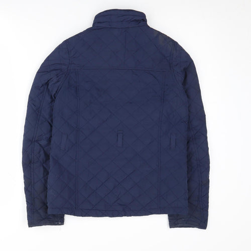 H&M Girls Quilted Blue Jacket 12-13 Years Full Zip Mid-Length