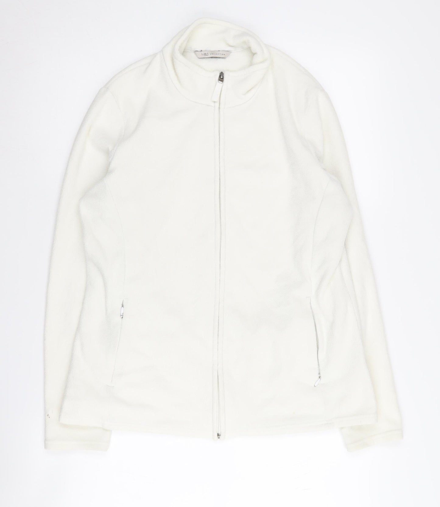 Marks and Spencer Women's White Fleece Jacket, Size 16