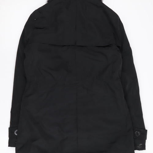 Betty Jackson Black Women's Black Parka Coat, Size 8, Hooded, Lined