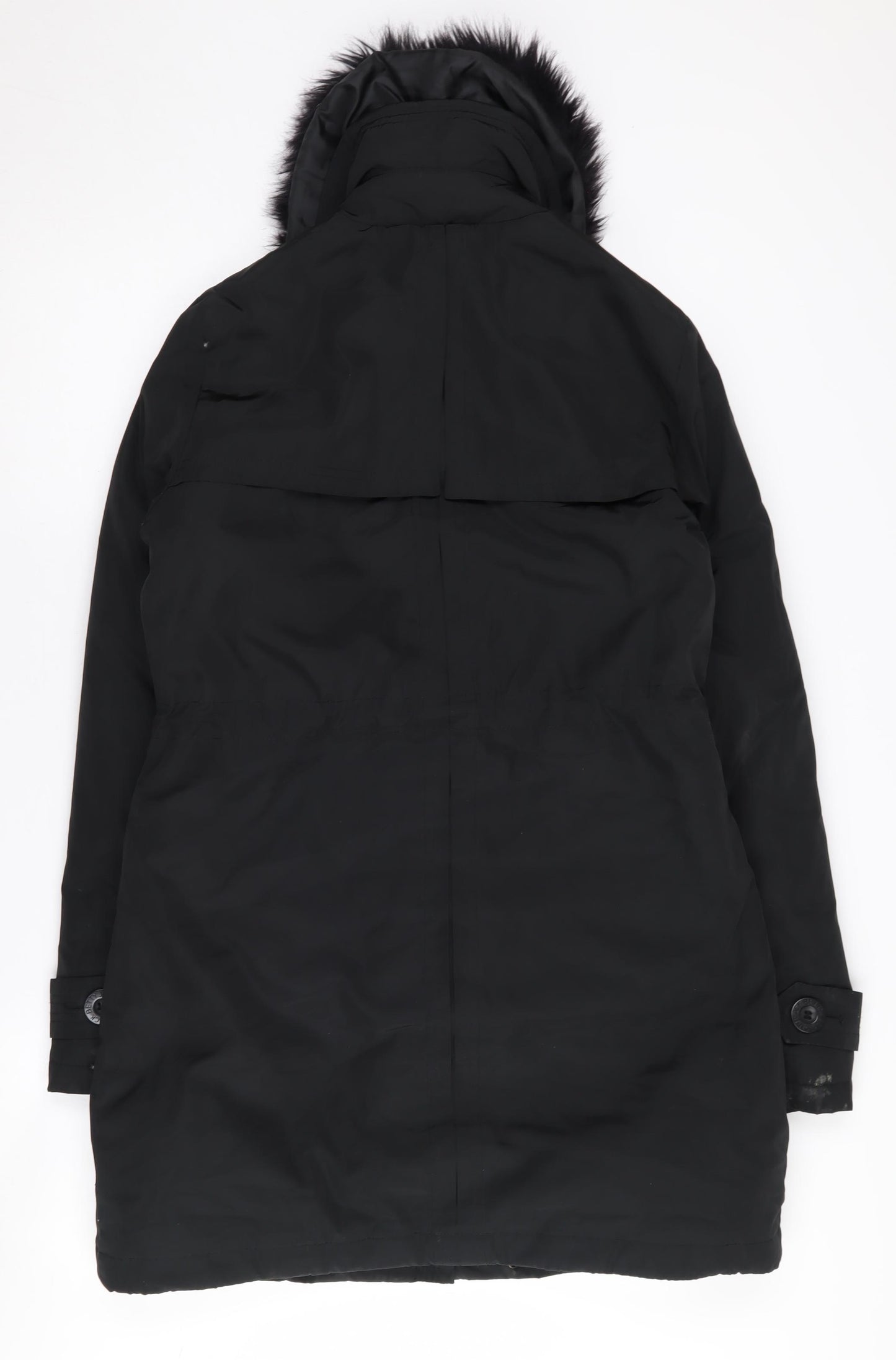 Betty Jackson Black Women's Black Parka Coat, Size 8, Hooded, Lined