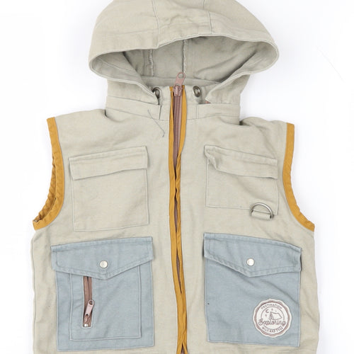 Zara Home Kids Boys Beige Hooded Vest Jacket M