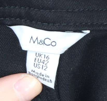 M&Co Women's Black Dungarees Size 16 Casual