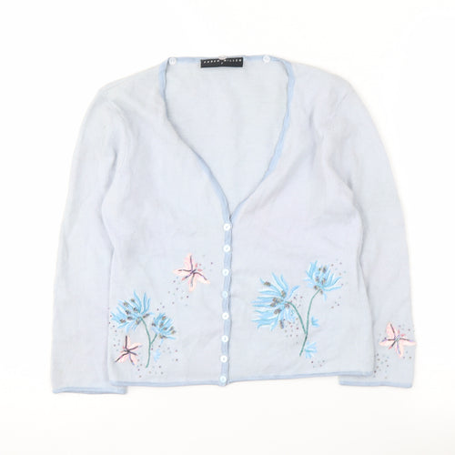 Karen Millen Women's Blue Floral Cardigan Size 12