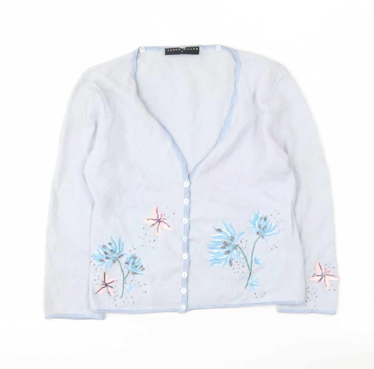 Karen Millen Women's Blue Floral Cardigan Size 12