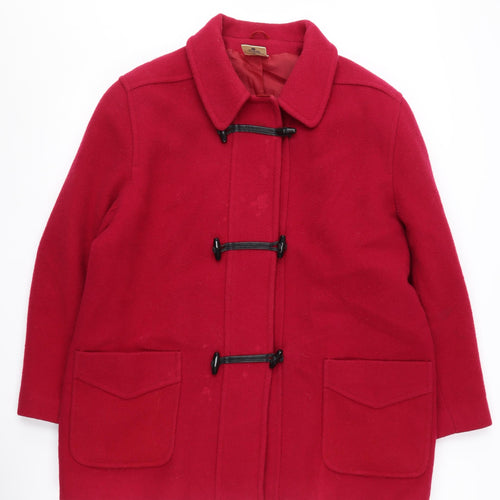 Eastex Women's Red Wool Mid-Length Toggle Coat