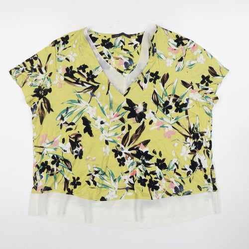 Marks and Spencer Women's Floral V-Neck T-Shirt L