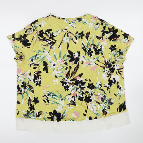 Marks and Spencer Women's Floral V-Neck T-Shirt L