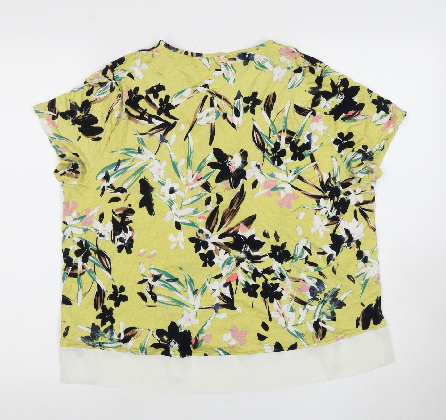 Marks and Spencer Women's Floral V-Neck T-Shirt L