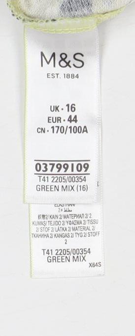 Marks and Spencer Women's Floral V-Neck T-Shirt L