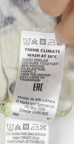 Marks and Spencer Women's Floral V-Neck T-Shirt L