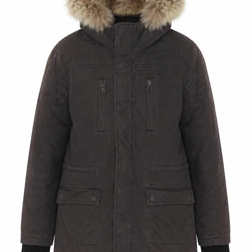 Izzue Women's Brown XS Parka Coat Fur Hooded